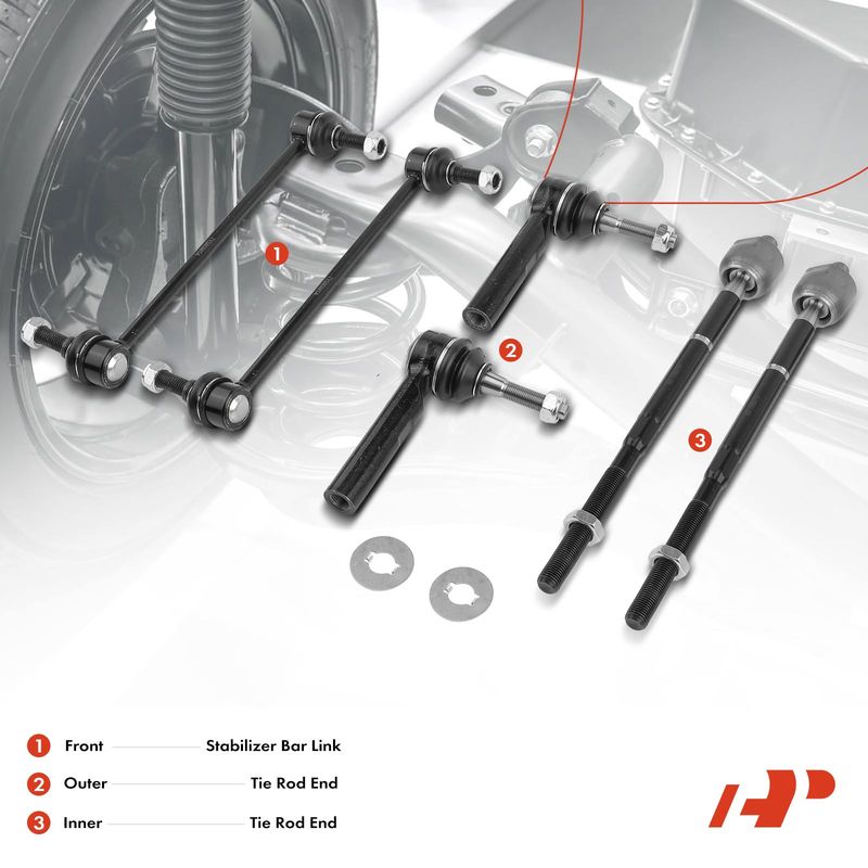 6x Front Stabilizer Bar End Link Tie Rod End Kit for Dodge Journey 2009-2018