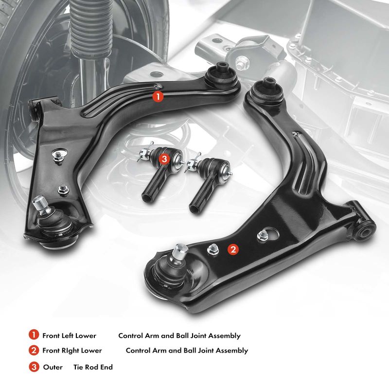 4x Front Lower Control Arm Assembly & Tie Rod End for Ford Escape Mazda Tribute