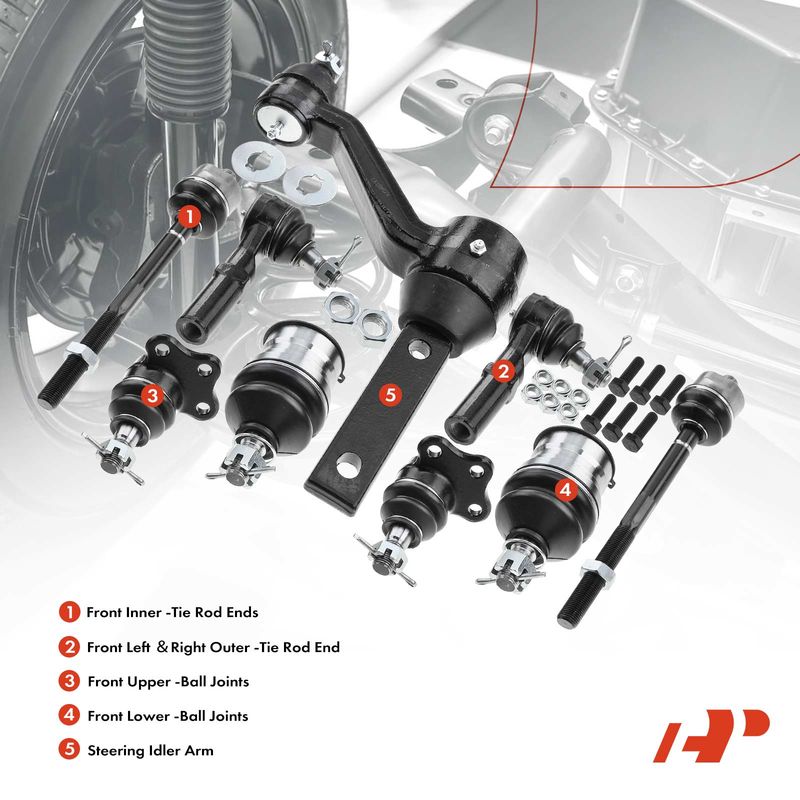 9x Front Inner & Outer Tie Rod End Ball Joint Idler Arm for Dodge Dakota Durango