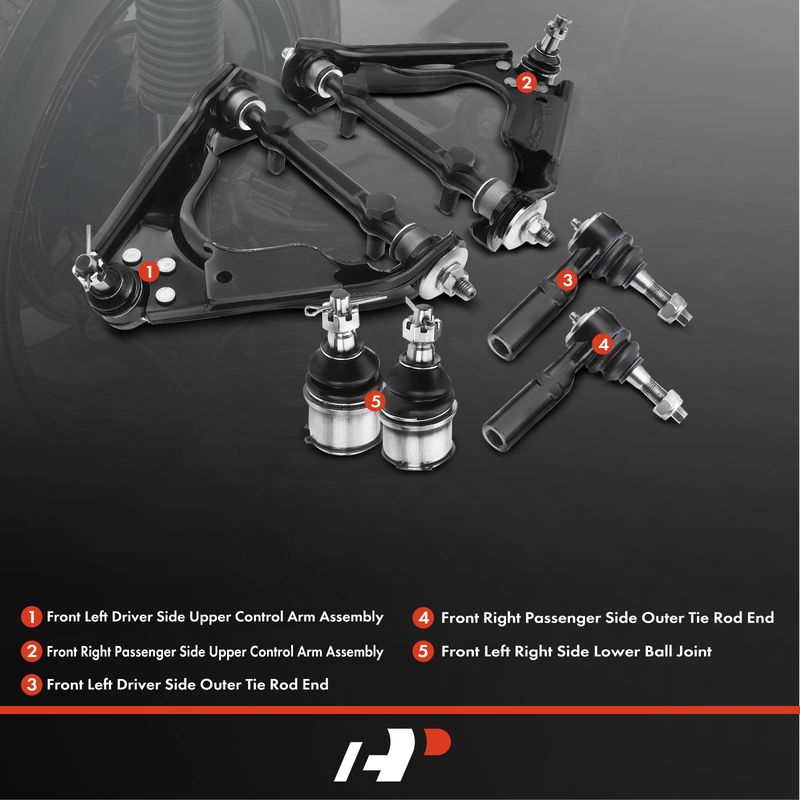 6x Front Control Arm with Ball Joint Tie Rod End for Dodge Dakota 00-04 Durango