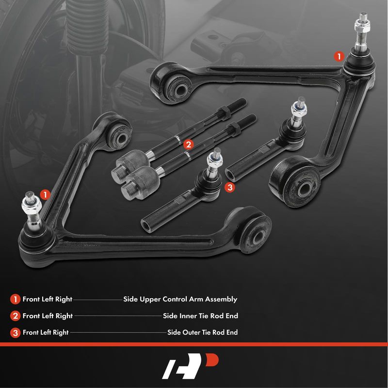 6x Front Control Arm with Ball Joint Tie Rod End for Dodge Durango Chrysler Aspen