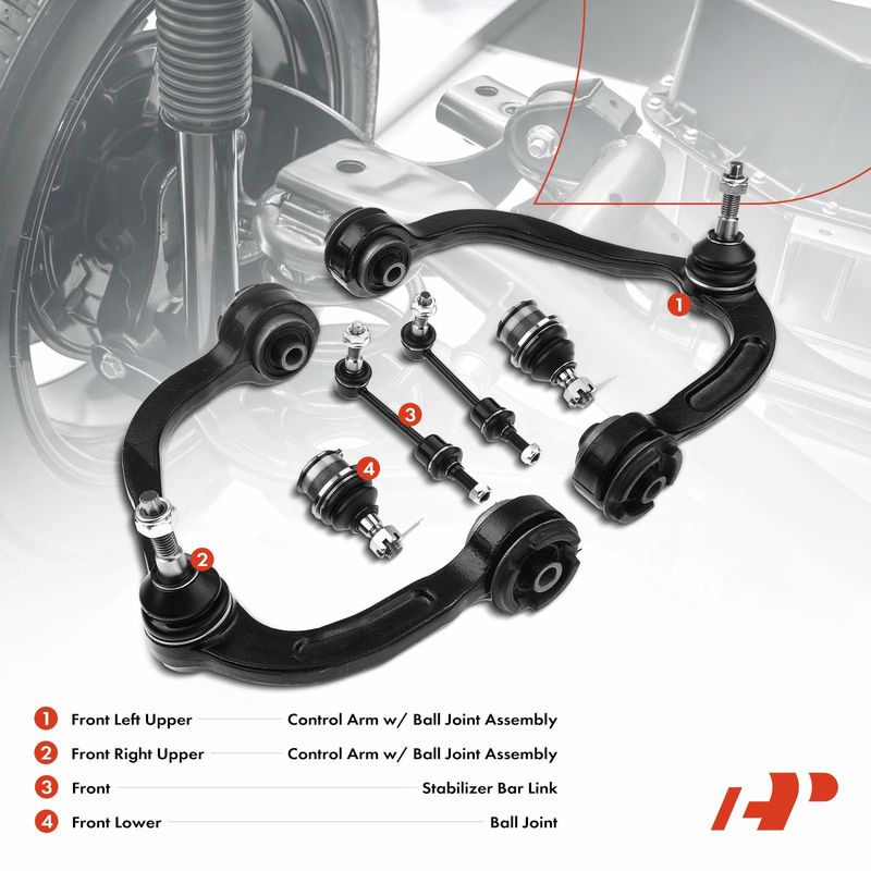 6x Front Control Arm with Ball Joint Sway Bar Link for Ford F-150 04-05 RWD