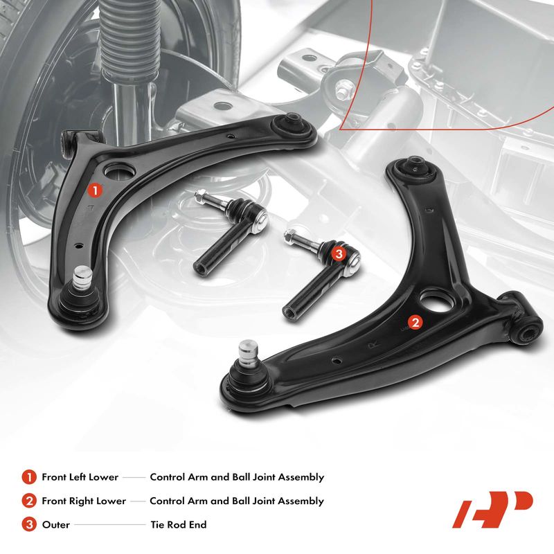 4x Front Lower Control Arm Tie Rod End Ball Joint for Dodge Caliber 07-12 Jeep