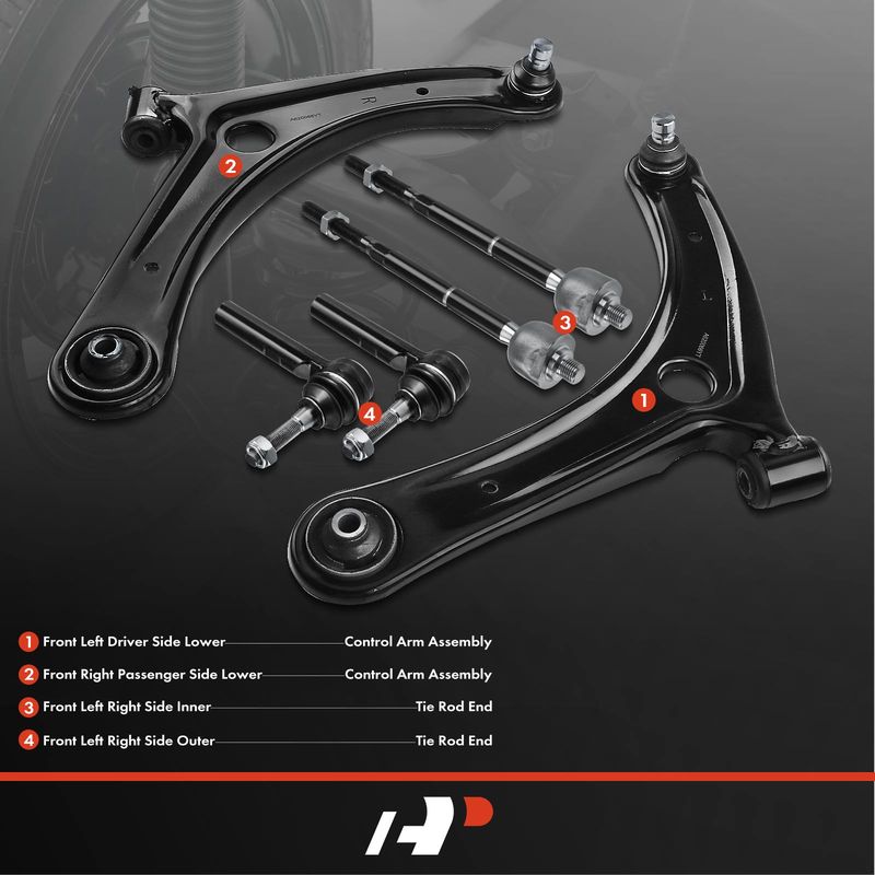 6x Front Lower Control Arm Tie Rod End Ball Joint for Dodge Caliber 07-12 Jeep