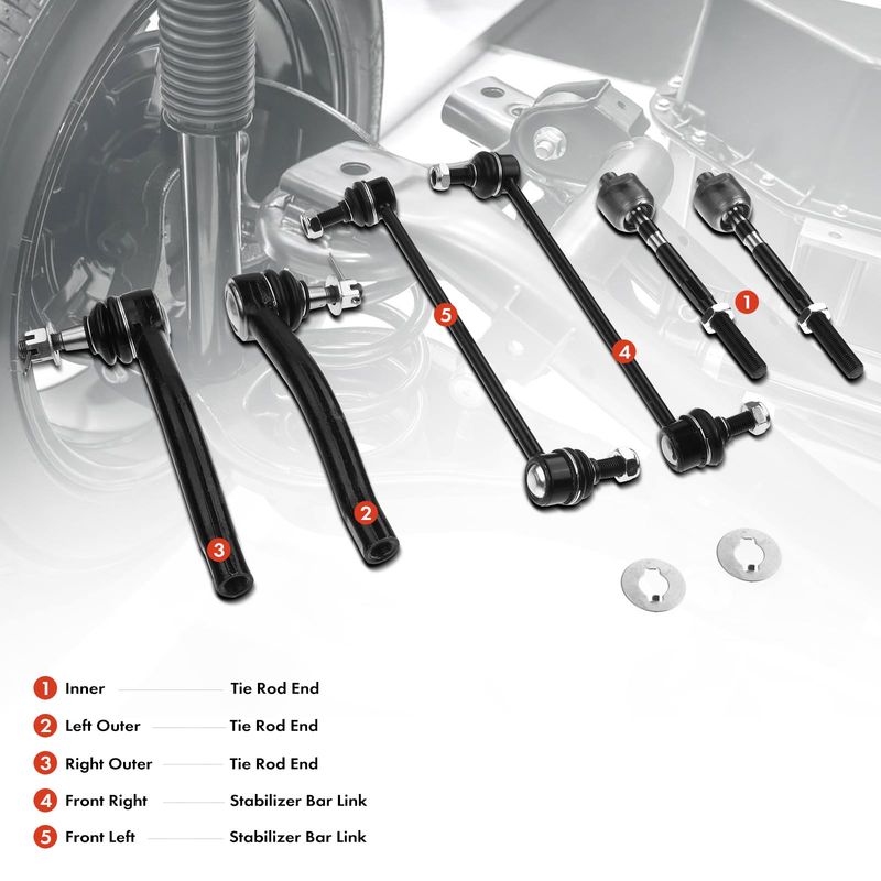 6x Front Stabilizer Bar Link & Tie Rod End Kit for Nissan Altima 2007-2013