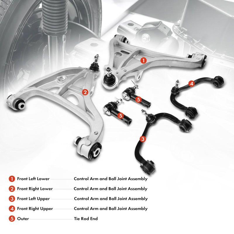 6x Front Control Arm with Ball Joint Assembly Tie Rod End for Ford F-150 Lincoln