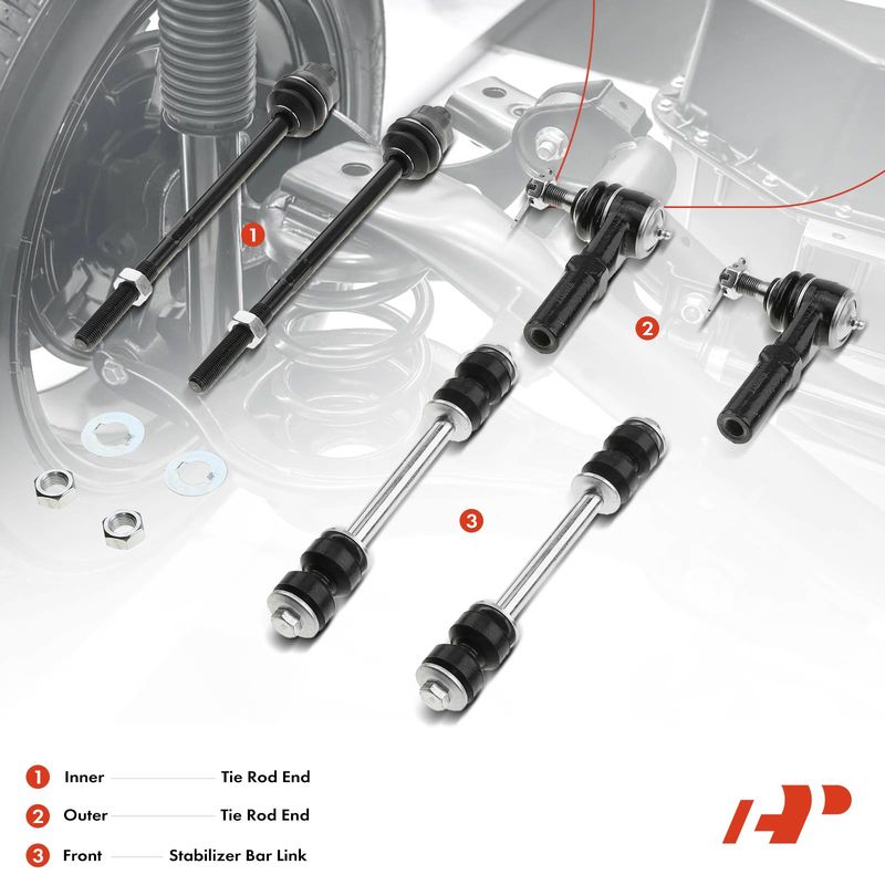 6x Front Stabilizer Bar Link & Tie Rod End for Chevrolet Silverado 2500 GMC