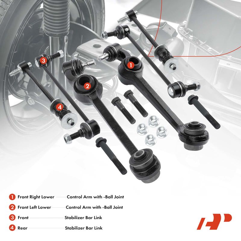 6x Front Control Arm with Ball Joint Sway Bar Link Kit for Chrysler Dodge 93-97