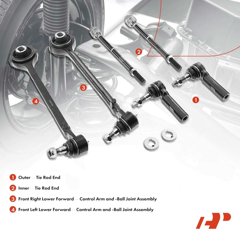 6x Front Control Arm & Ball Joint Tie Rod End for Chrysler 300 Dodge Challenger