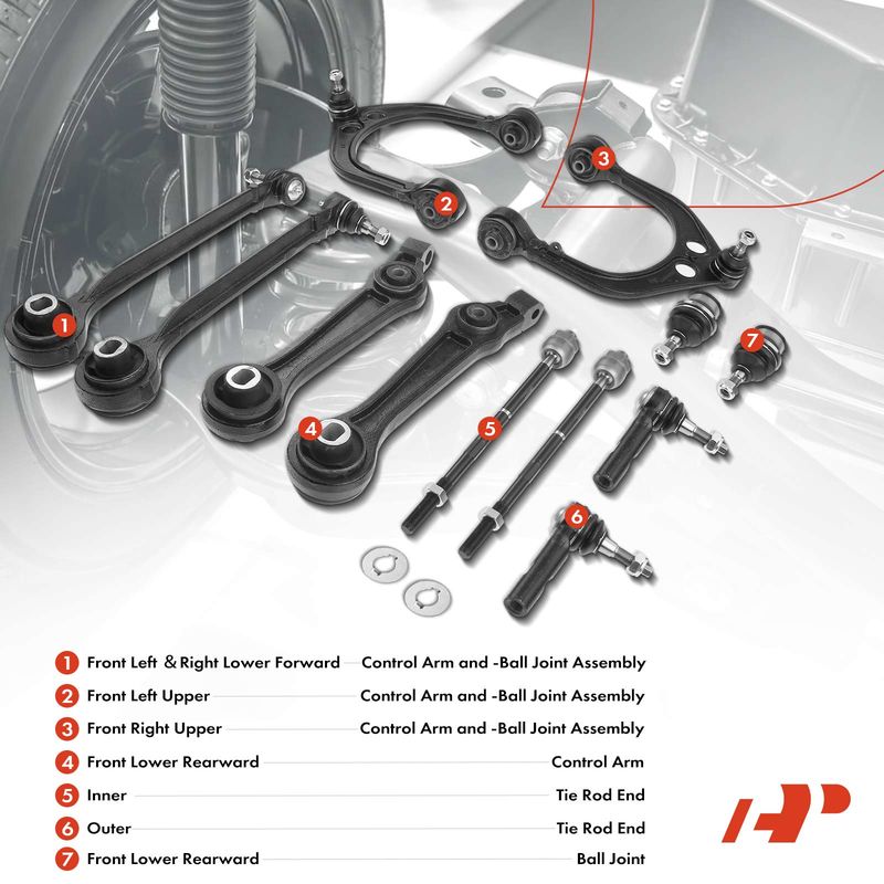 12x Front Control Arm & Ball Joint Assembly Tie Rod End for Chrysler 300 Dodge