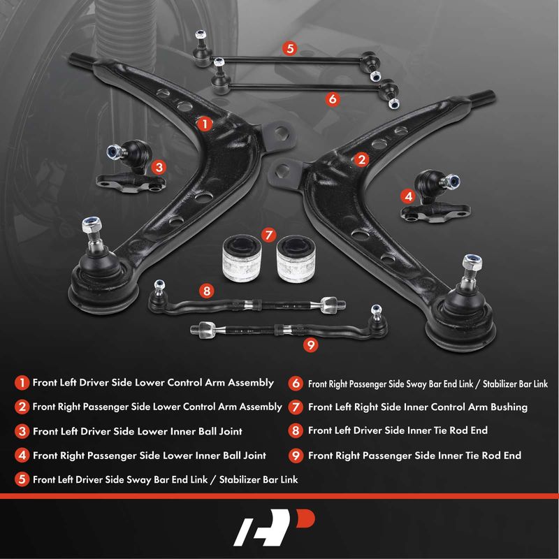 10x Front Lower Control Arm Ball Joint Bushing Tie Rod for BMW 325xi 330xi E46