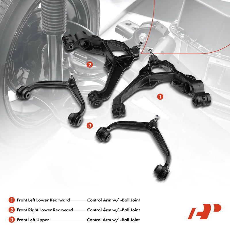 4x Front Lower & Upper Control Arms with Ball Joint for Chevy Silverado 2500HD