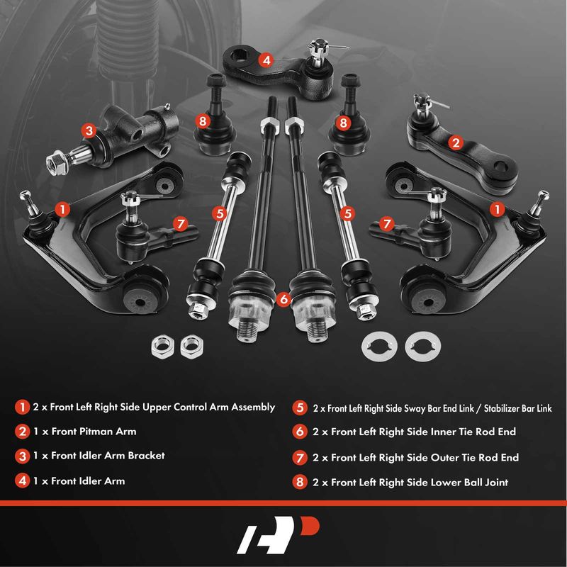 13x Front Control Arm Ball Joint Stabilizer Bar Link Tie Rod for Chevy Silverado