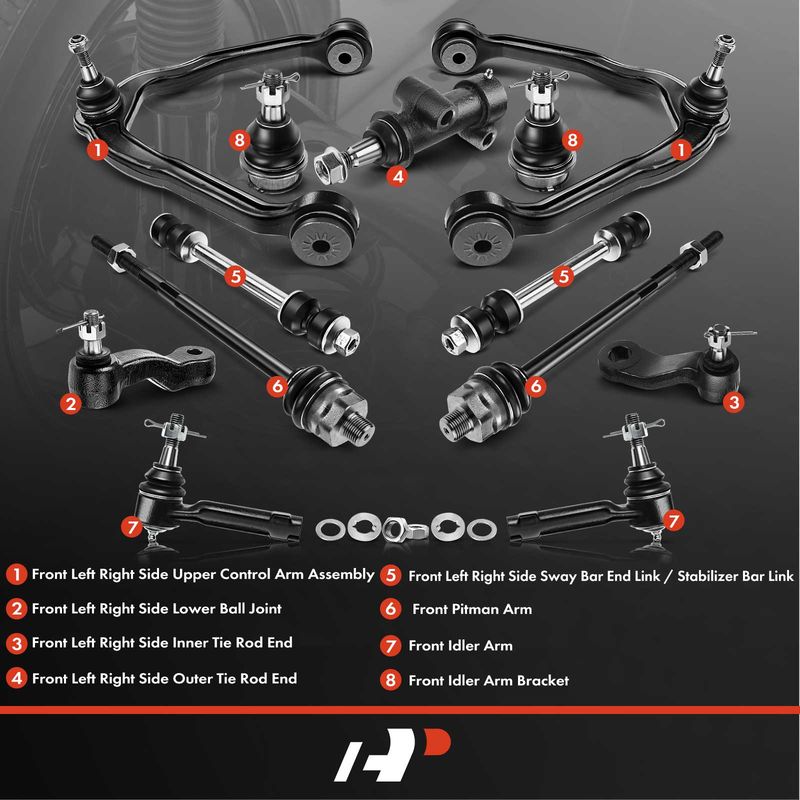 13x Front Control Arm with Ball Joint & Tie Rod End for Chevy Silverado 1500 GMC