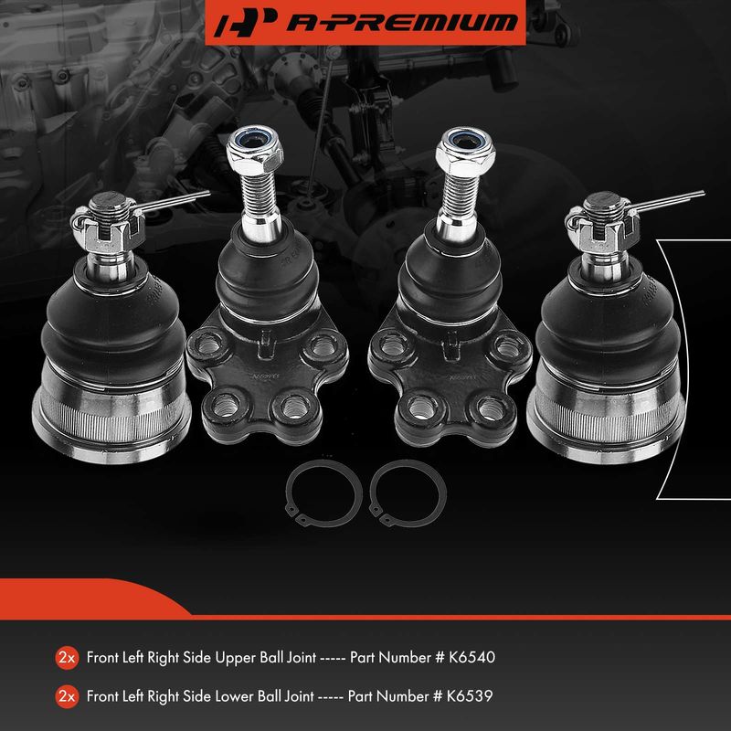 4x Front Lower & Upper Ball Joints for Chevy Silverado 1500 GMC Sierra 1500 RWD