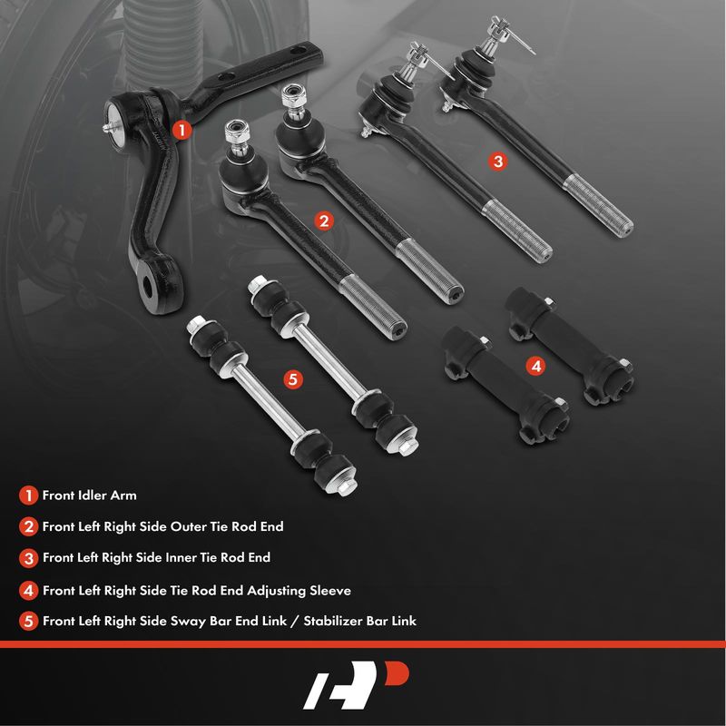 9x Front Stabilizer Bar Link & Tie Rod End for Chevrolet S10 Blazer GMC Jimmy