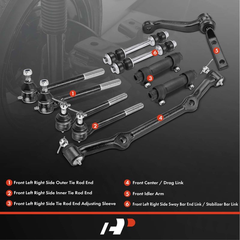 10x Inner & Outer Tie Rod End Kit for Chevy S10 96-03 Blazer GMC Jimmy Sonoma