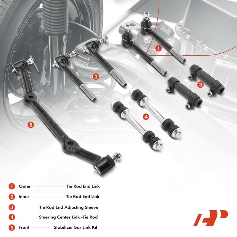 9x Front Stabilizer Bar Link & Tie Rod End Kit for Chevrolet S10 1996-2003 GMC