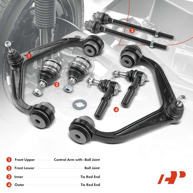 8x Front Control Arm & Ball Joint & Tie Rod End for Chevy Silverado 2500 HD GMC