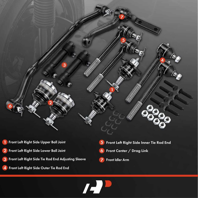 12x Inner & Outer Tie Rod End & Idler Arm & Ball Joint for Chevrolet S10 GMC RWD