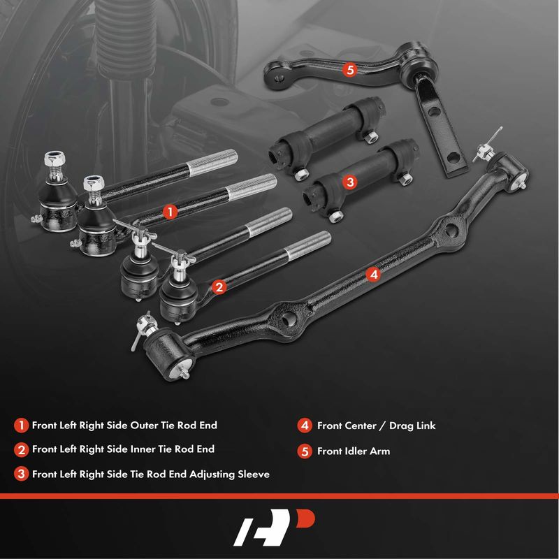 8x Inner & Outer Tie Rod End Kit for Chevrolet S10 96-03 Blazer GMC Jimmy Sonoma