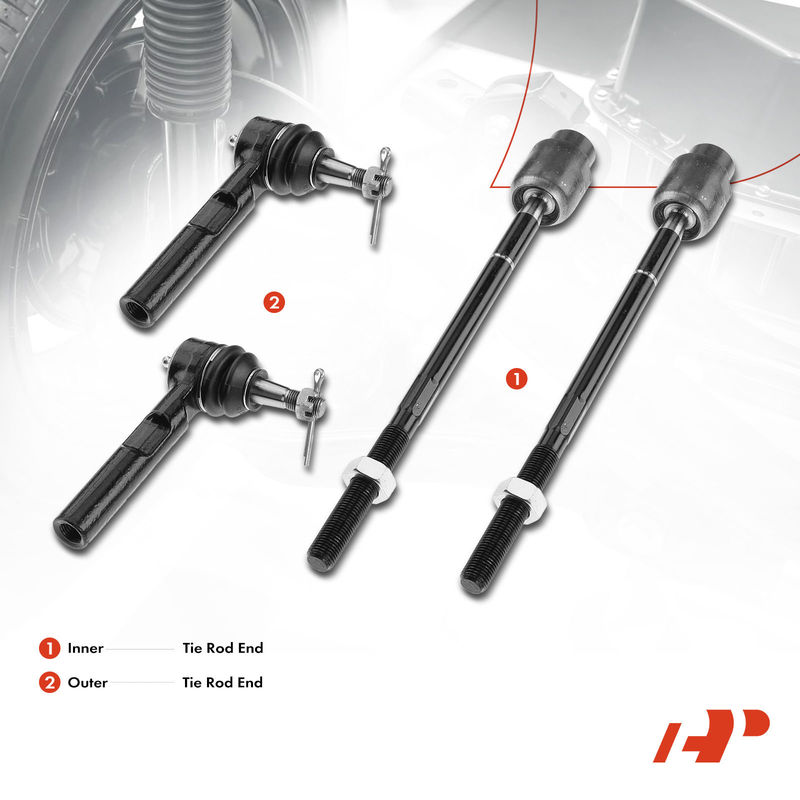 4x Front Inner & Outer Tie Rod End for Chevrolet Malibu Pontiac G6 Saturn Aura