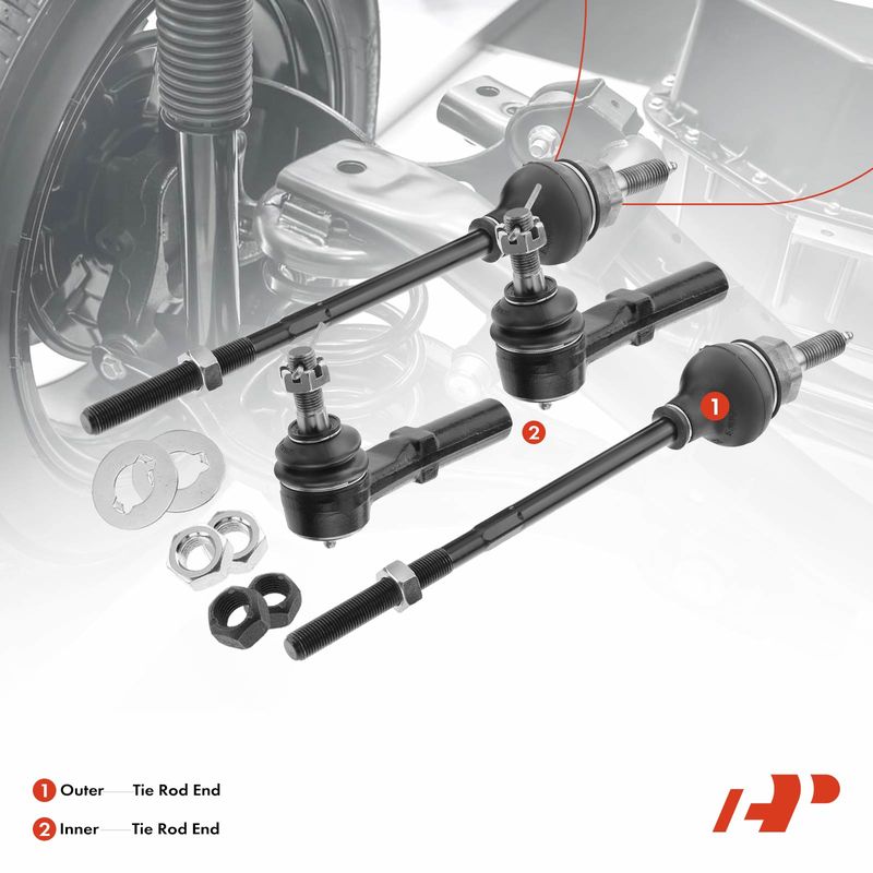 4x Front Inner & Outer Tie Rod End for Chevrolet Express 2500 GMC Savana 03-20