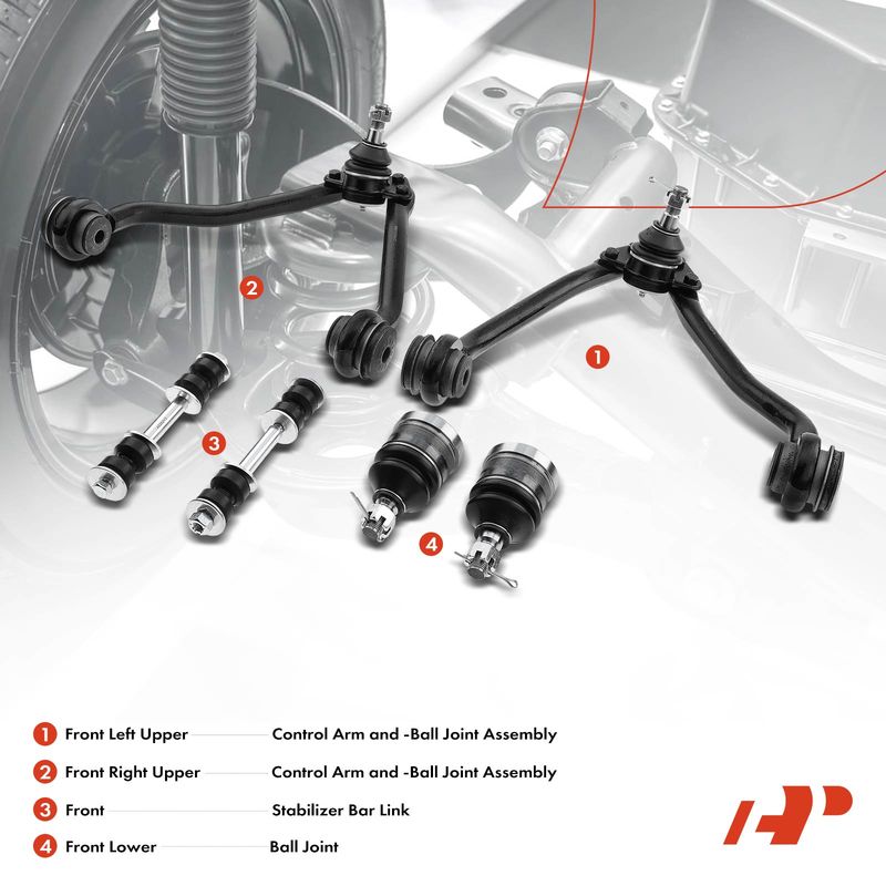 6x Front Control Arm with Ball Joints Stabilizer Bar Link for Chevy GMC C2500