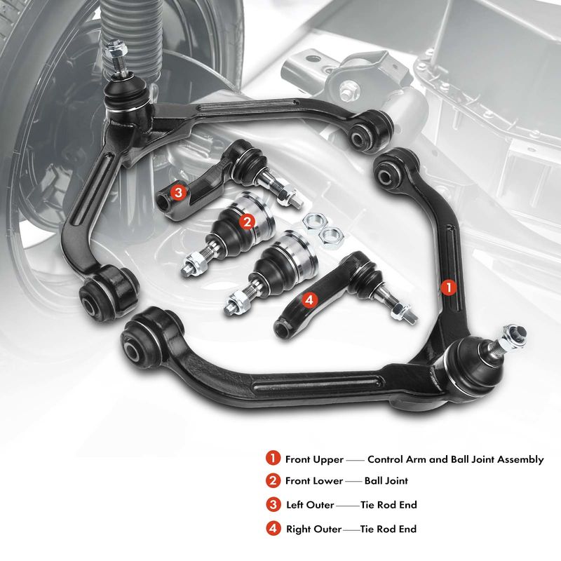 6x Front Tie Rod End with Ball Joint for Jeep Liberty 2002-2004 L4 2.4L V6 3.7L
