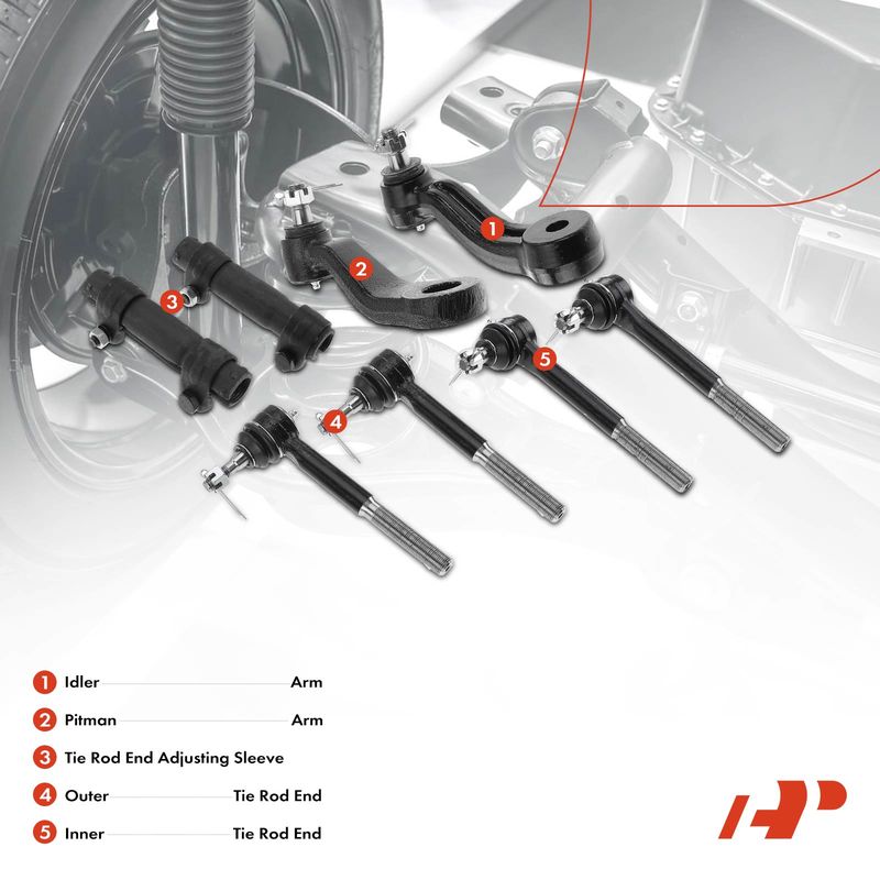 8x Idler Arm Pitman Arm & Tie Rod End with Adjusting Sleeve for Chevrolet GMC