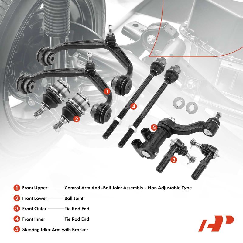 9x Front Control Arm with Ball Joint Tie Rod End Idler Arm for Chevy GMC 11-19