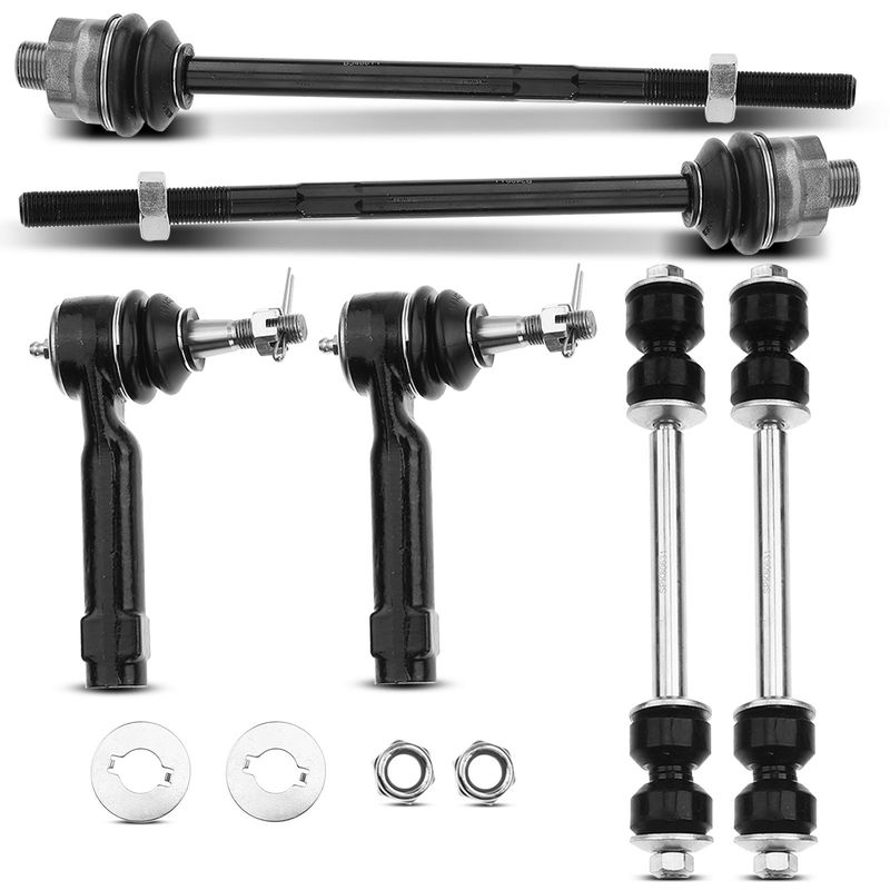 6x Front Stabilizer Bar End Link Inner & Outer Tie Rod End for Chevy Cadillac GMC