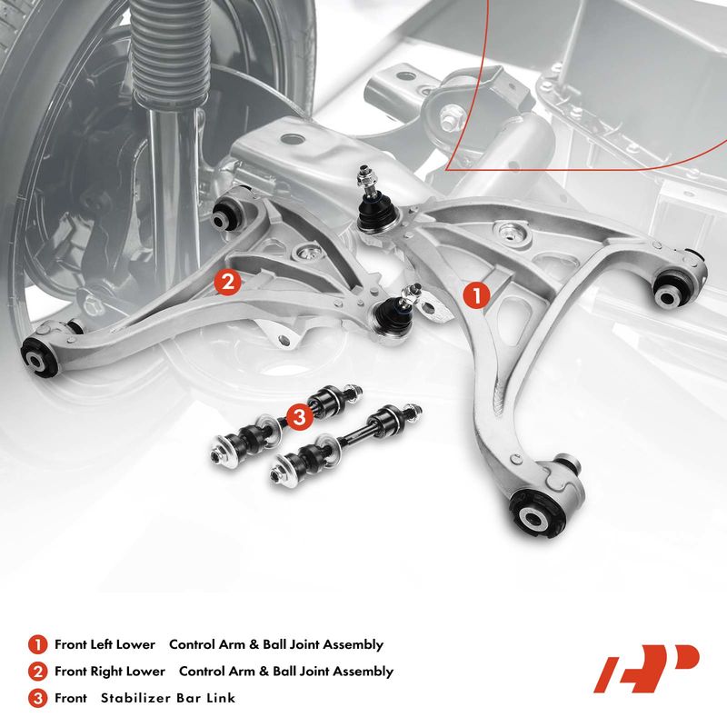 4x Front Control Arm with Ball Joint Stabilizer Bar Link for Ford F-150 RWD