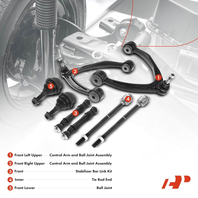 8x Front Control Arm Stabilizer Bar Link Kit Tie Rod End for Chevy Cadillac GMC