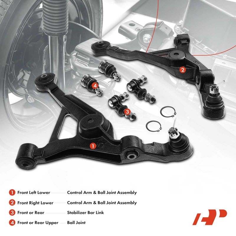 6x Front Lower Control Arm with Ball Joint Sway Bar Link for Chrysler Sebring