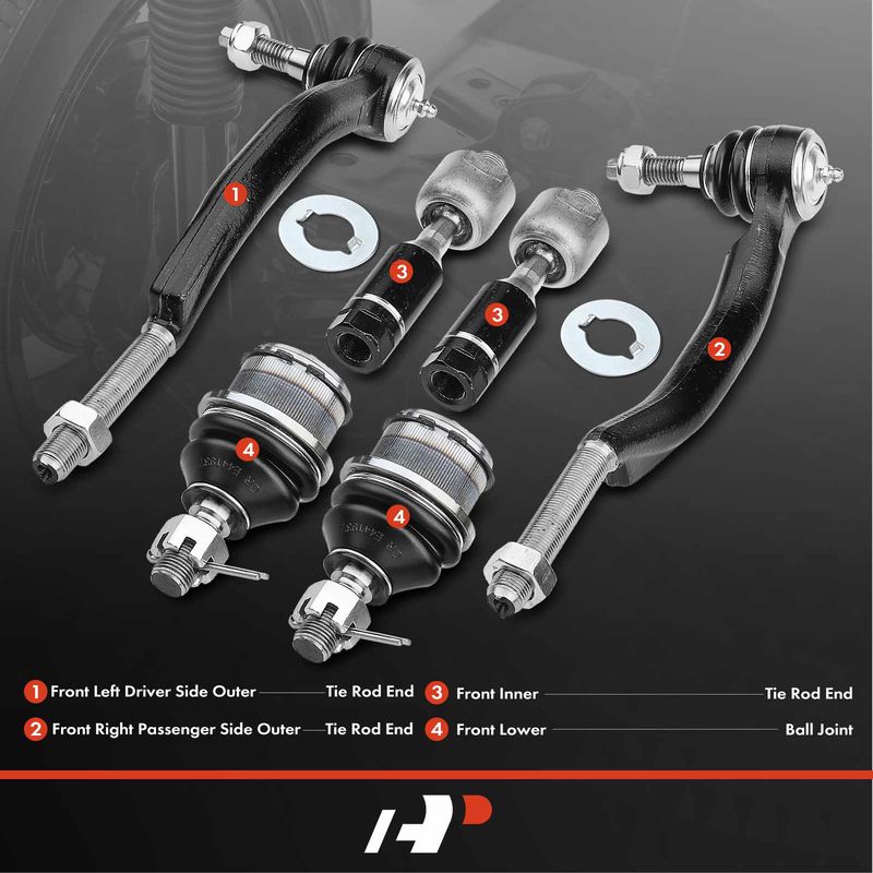 6x Inner & Outer Tie Rod End & Ball Joint Kit for Chevy Trailblazer GMC Envoy