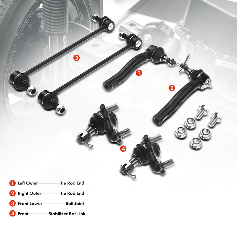 6x Front Stabilizer Bar Link & Tie Rod End for Toyota Prius 2001-2003 L4 1.5L