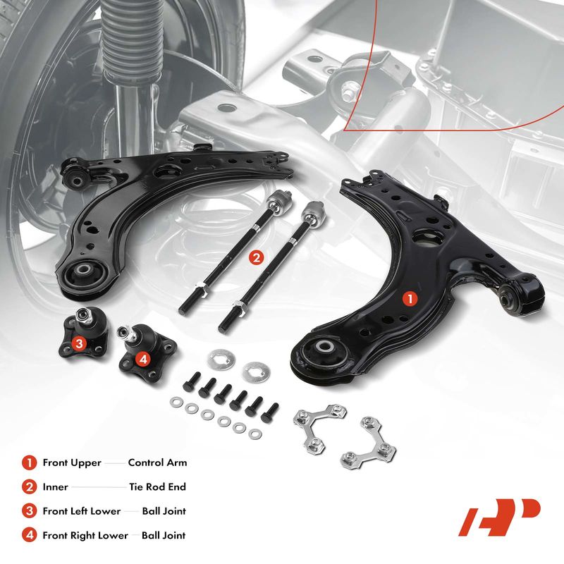6x Front Control Arm Tie Rod End Ball Joint for VW Beetle 98-10 Golf Jetta