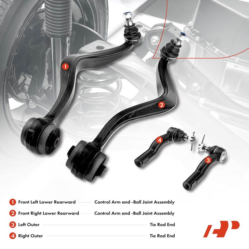 4x Front Control Arm & Tie Rod End for Ford Fusion Lincoln MKZ Zephyr Mercury