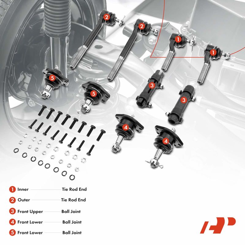 10x Inner & Outer Tie Rod End with Ball Joints for Chevy Blazer GMC Isuzu Olds