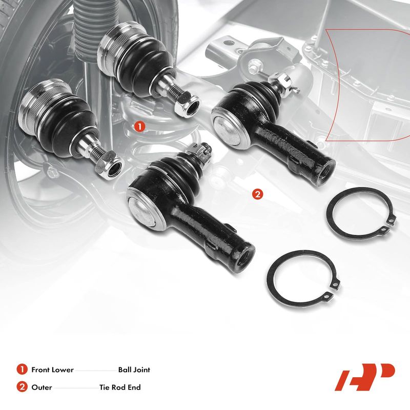 4x Outer Tie Rod End & Front Lower Ball Joint for Dodge Plymouth Colt Eagle