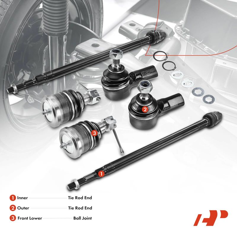 6x Inner & Outer Tie Rod End & Front Lower Ball Joint for Acura EL Honda Civic
