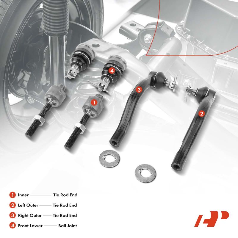 6x Inner & Outer Tie Rod End & Ball Joint for Acura TSX 04-08 Honda Accord 2.4L