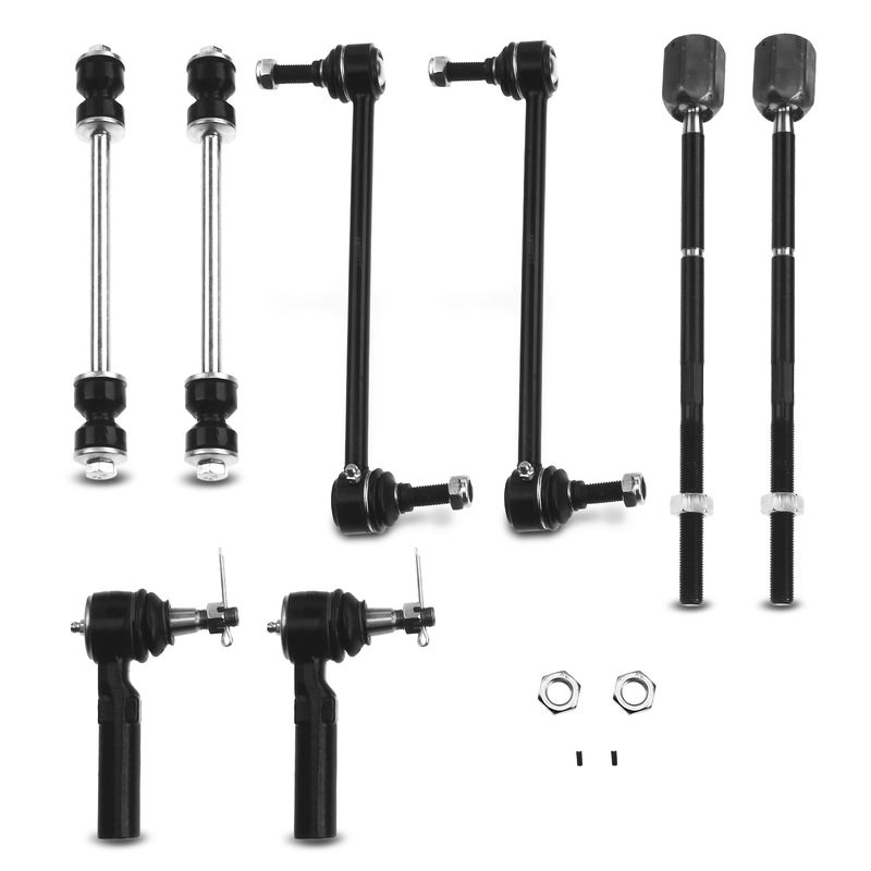 8x Front & Rear Stabilizer Bar End Link & Tie Rod End for Ford Lincoln Mercury