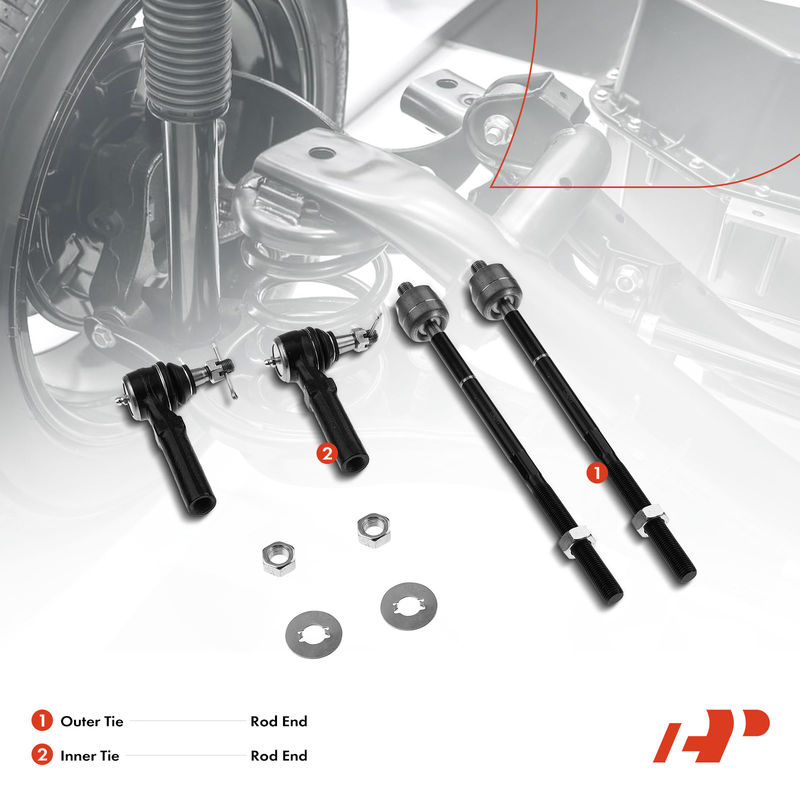4x Inner & Outer Tie Rod End for Dodge Caravan 96-00 Chrysler Plymouth Voyager