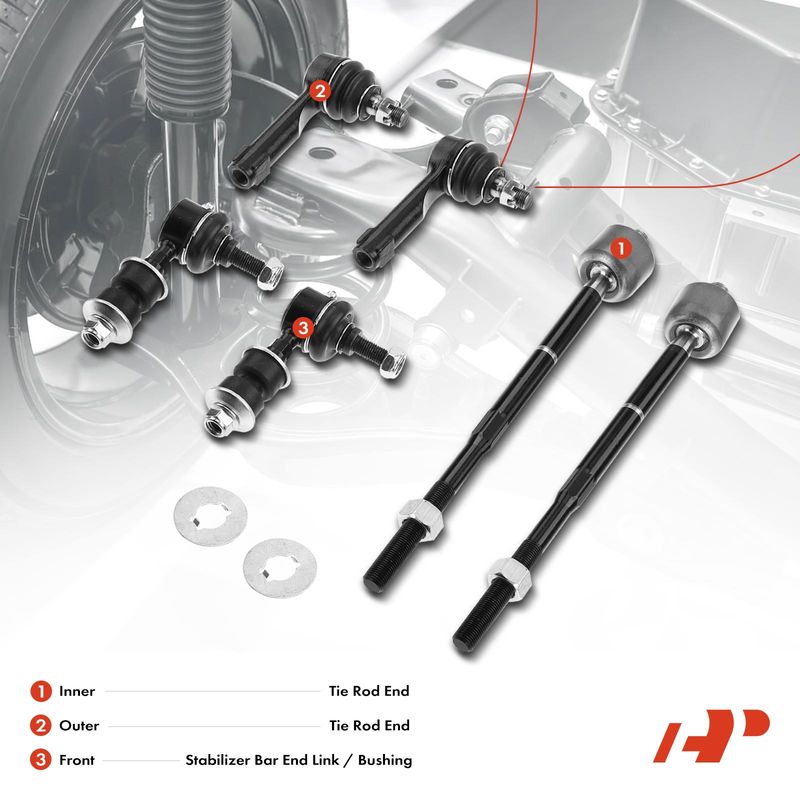 6x Front Stabilizer Bar Link Inner & Outer Tie Rod End for Nissan Sentra 200SX