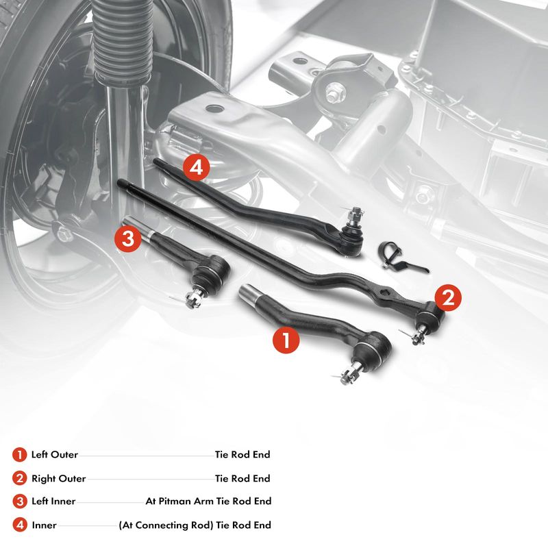 4x Inner & Outer Tie Rod End for Ford Excursion F-250 F-350 Super Duty
