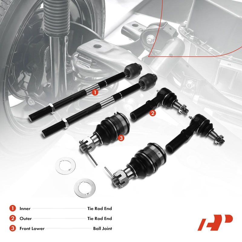 6x Inner & Outer Tie Rod End & Front Lower Ball Joint for Dodge Ram 1500 2500 RWD