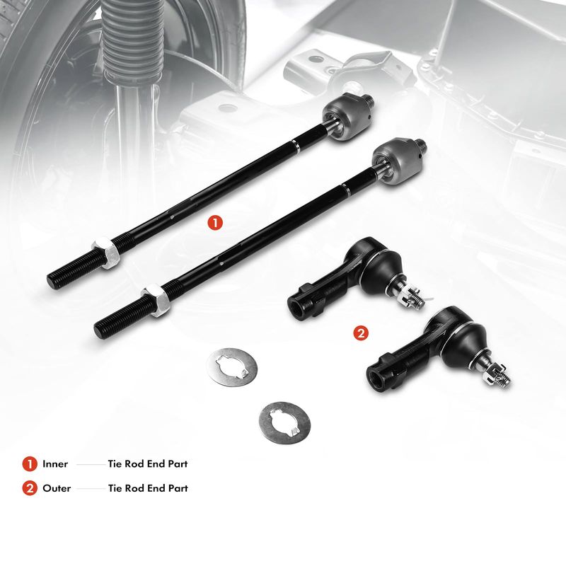 4x Inner & Outer Tie Rod End for Hyundai Elantra Tiburon Kia Spectra Spectra5