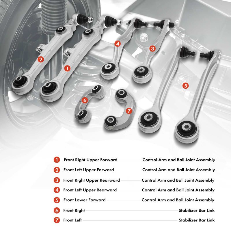 8x Front Control Arm with Ball Joint Sway Bar Link for Audi A4 A6 VW Passat